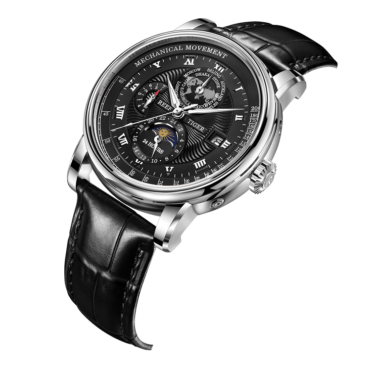 Reef Tiger Men's Artist Master II Mechanical Calendar Moon Phase Watch RGA1963 Silver image 2