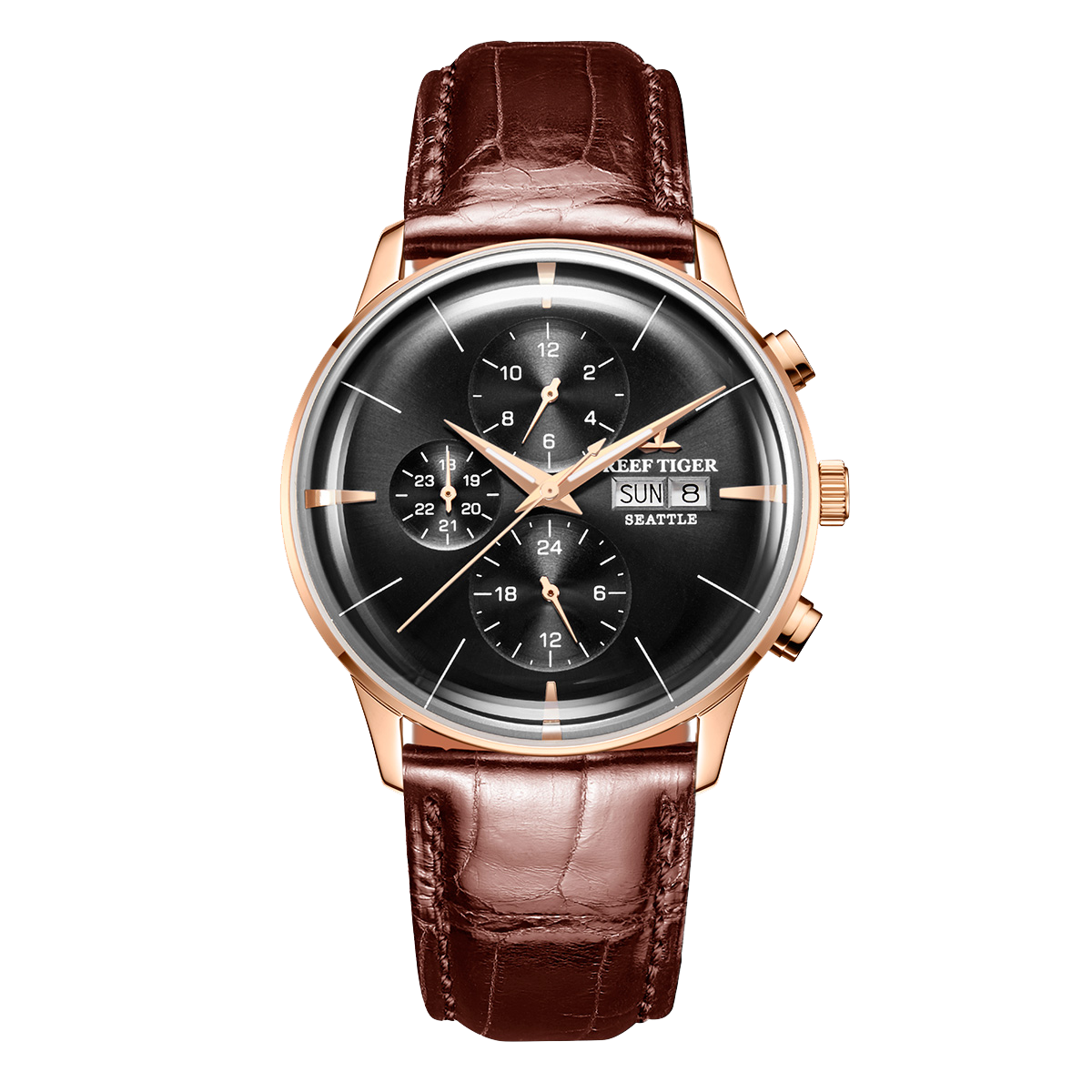 Reef Tiger Men's Seattle Chiefs Automatic Luxury Vintage Dress Chronograph Watch image 0