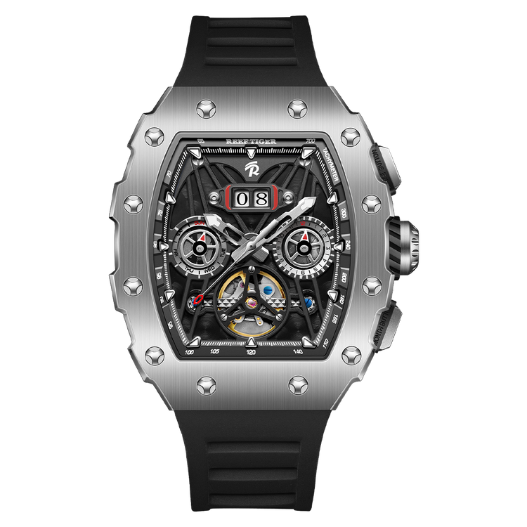Reef Tiger Men's Aurora Titan Mechanical Multifunctional Day/Date Skeleton Automatic Watch RGA3009 image 0