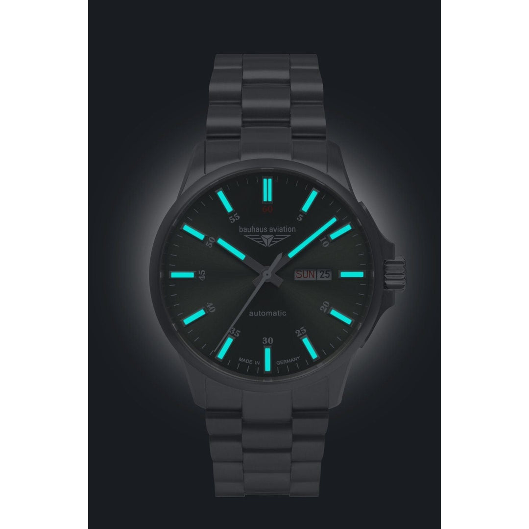 BAUHAUS AVIATION Men’s Titanium Automatic Day Date Watch 2866M4 image 2