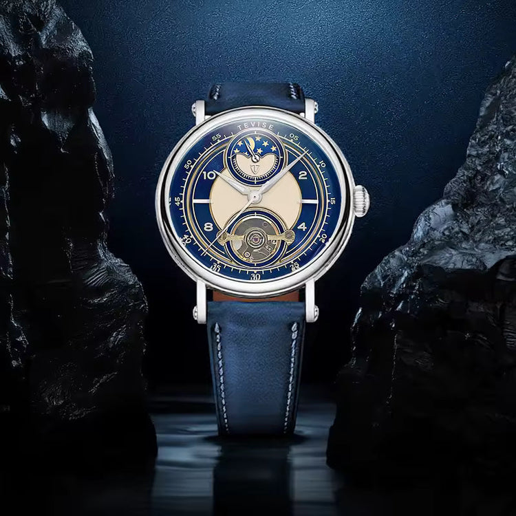 TEVISE Moonwalker III Automatic Moonphase Watch Beige/White/Brown image 1