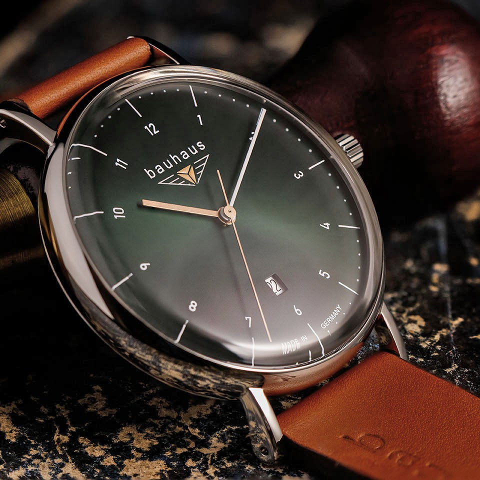 BAUHAUS Men's Quartz Date Series Leather Strap Watch 21404 image 1