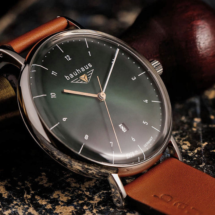 BAUHAUS Men's Quartz Date Series Leather Strap Watch 21404 image 1