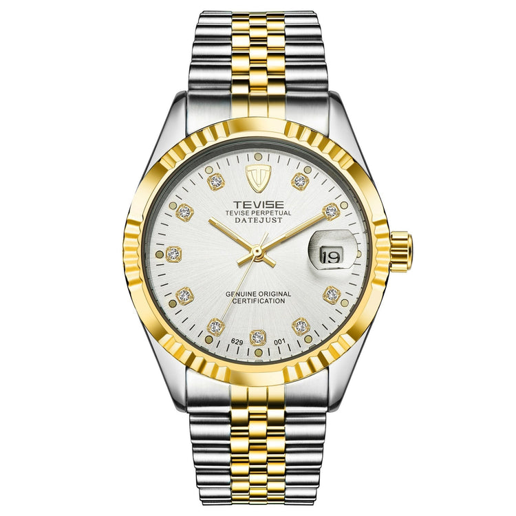 TEVISE Classic Automatic Calendar Two Tone/Silver Watch image 0