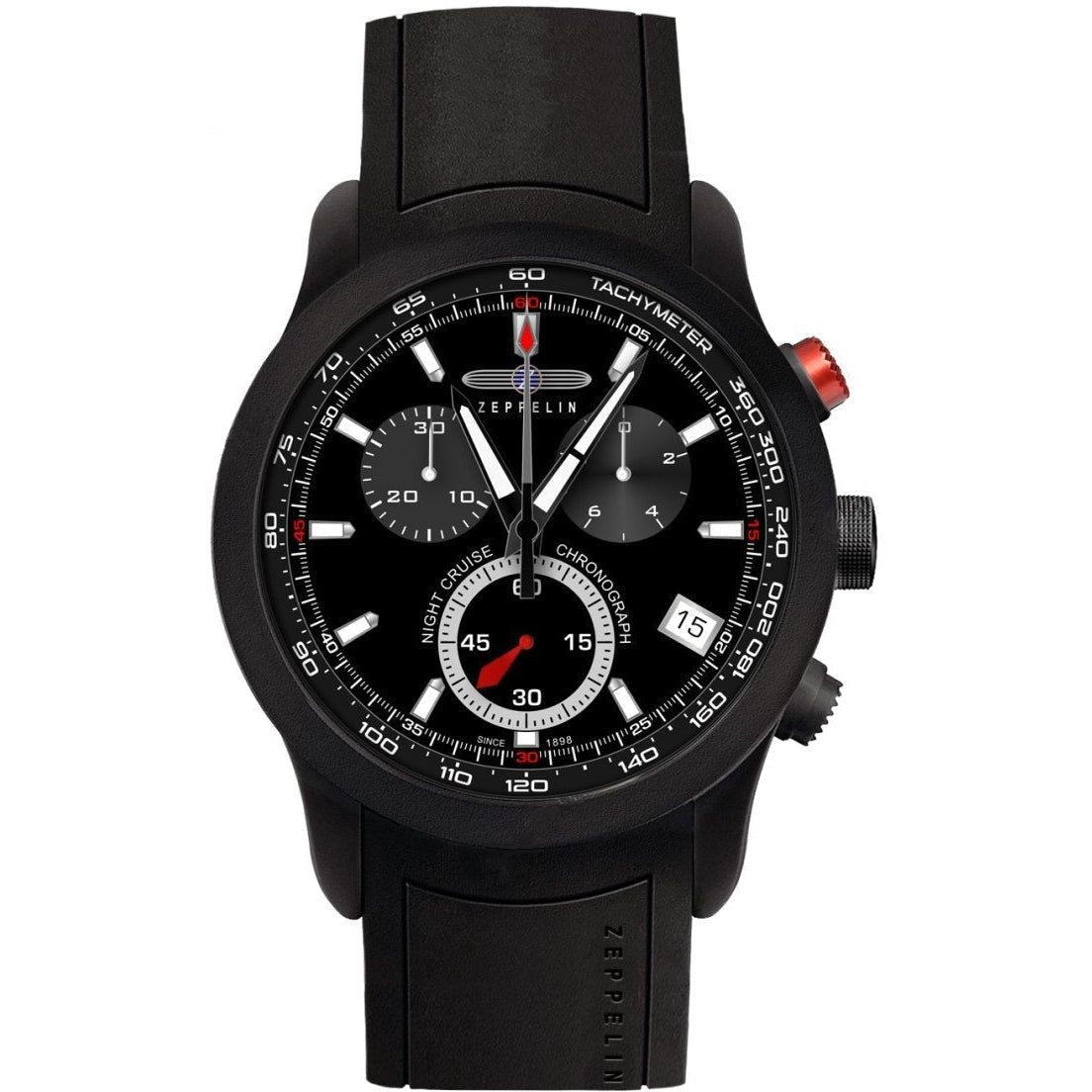 ZEPPELIN Men's Night Cruise 7290-2 Chronograph Rubber Strap Watch image 0