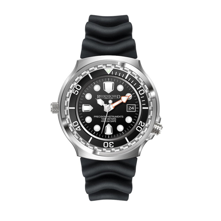 RIEDENSCHILD PRECISION INSRUMENTS GERMANY Divers Taucheruhr 1000m Helium Valve Watch Silver/Black image 5