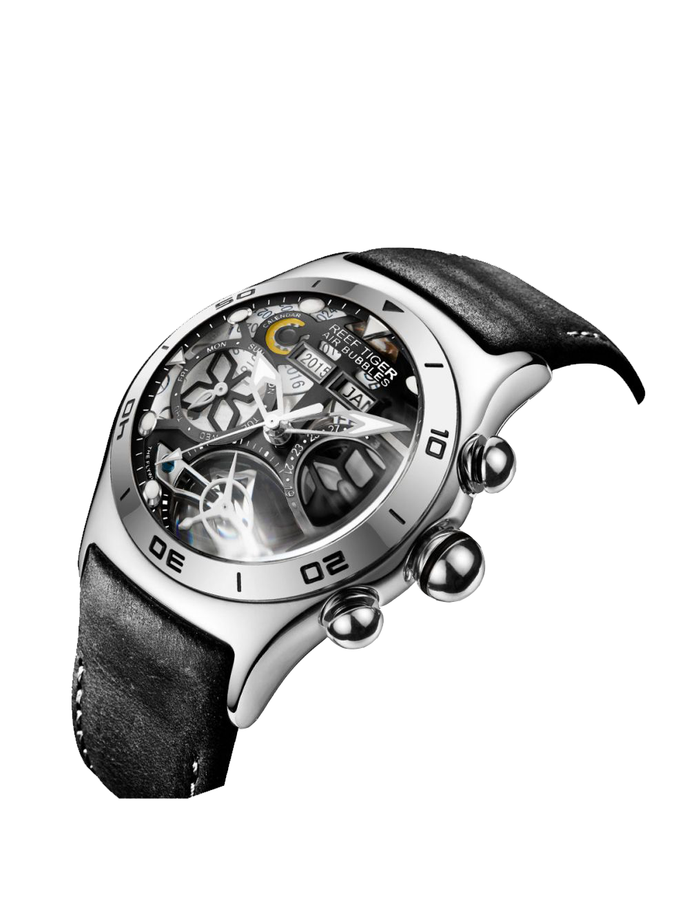 Reef Tiger Men's Aurora Air Bubbles Automatic Mechanical Skeleton Watch image 1