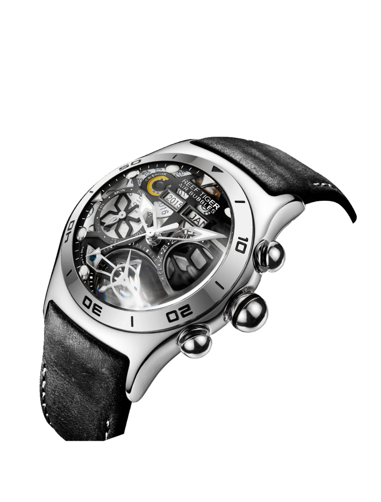 Reef Tiger Men's Aurora Air Bubbles Automatic Mechanical Skeleton Watch image 1
