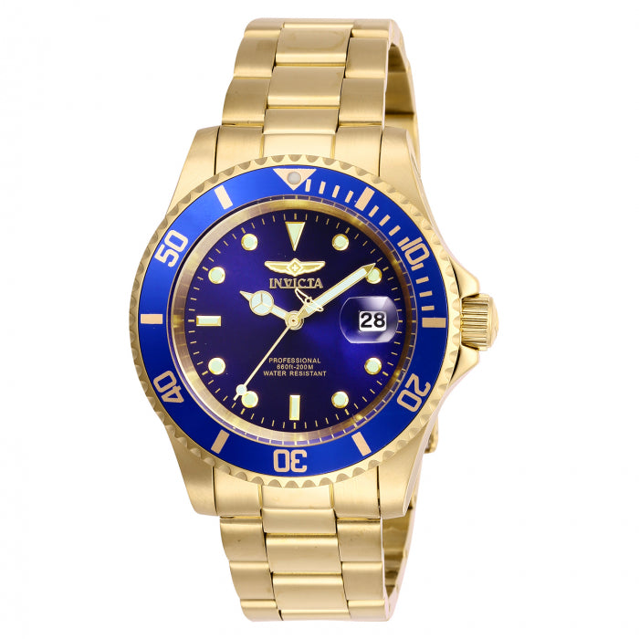 Invicta Men's Pro Diver 40mm Sea Urchin Watch Oyster Bracelet President Gold Blue image 0
