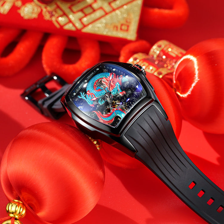 Reef Tiger Men's Aurora Chinese Dragon Skeleton Automatic Watch image 10
