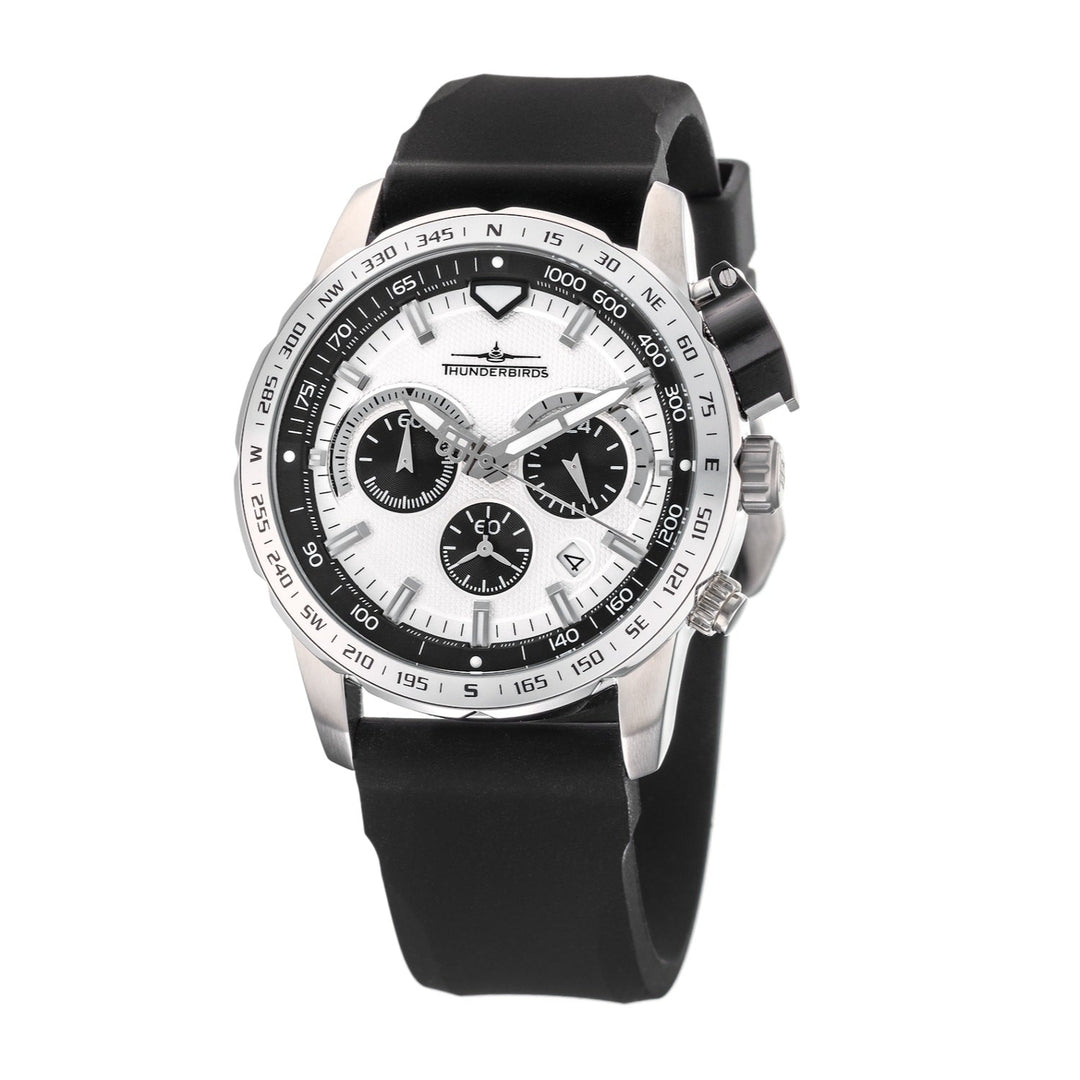 THUNDERBIRDS Aircraft Ejector Tachy Chronograph Silicone Strap Watch Panda image 0
