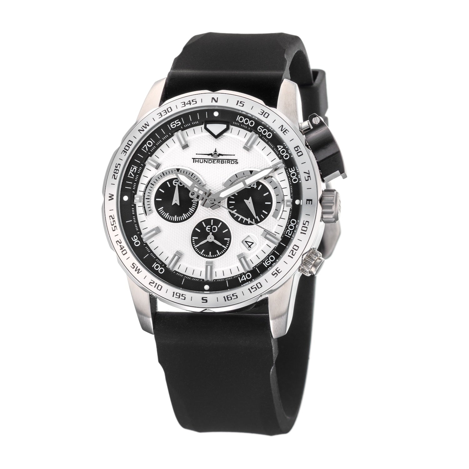 THUNDERBIRDS Aircraft Ejector Tachy Chronograph Silicone Strap Watch Panda image 0