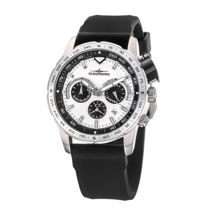 THUNDERBIRDS Aircraft Ejector Tachy Chronograph Silicone Strap Watch Panda image 0