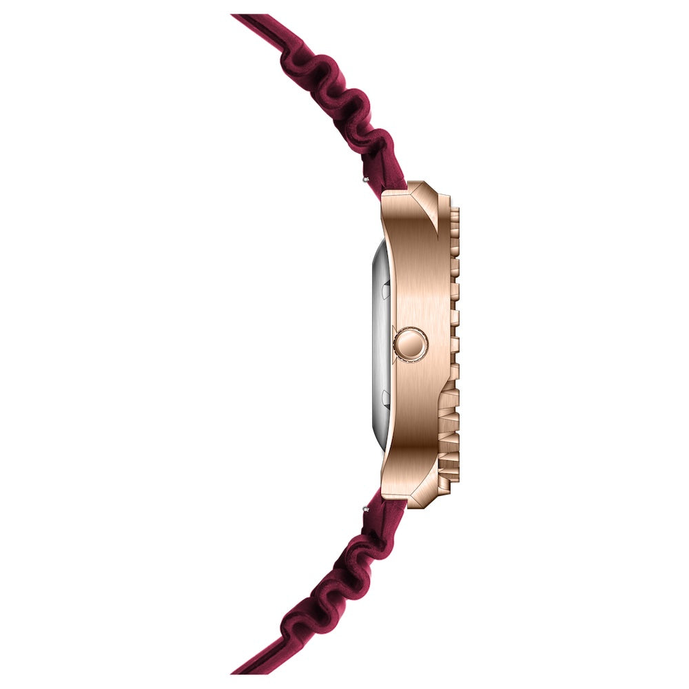 RIEDENSCHILD PRECISION INSRUMENTS GERMANY Divers Taucheruhr 1000m Helium Valve Watch Rose Gold/Burgandy image 2
