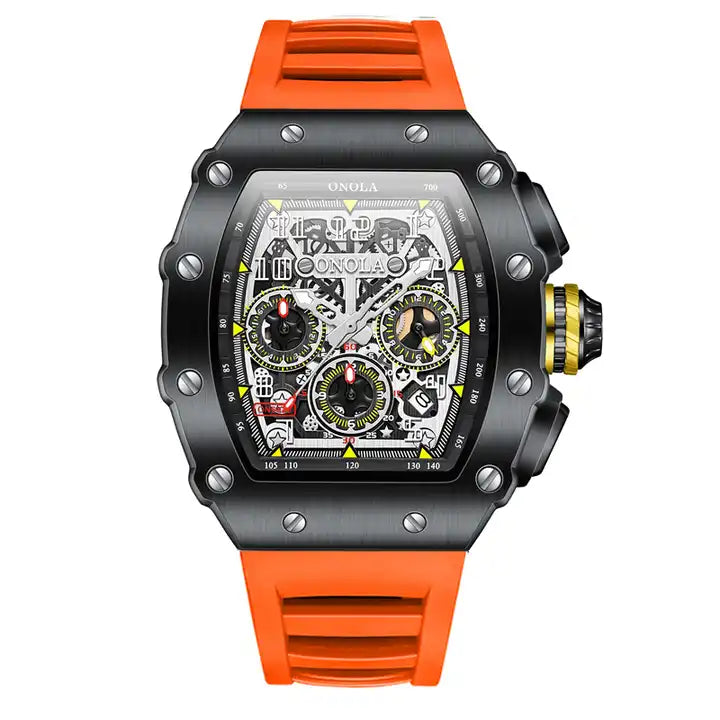 ONOLA Grande Prix Shanghai AUTOMATIC Chronograph Watch - Black / Orange image