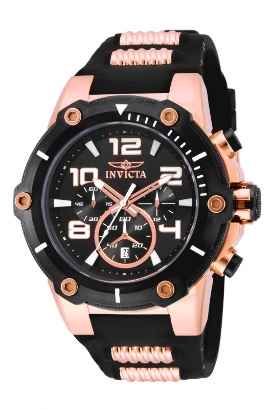 INVICTA Men's Speedway Fury 51mm Silicone Watch Rose Gold/Black