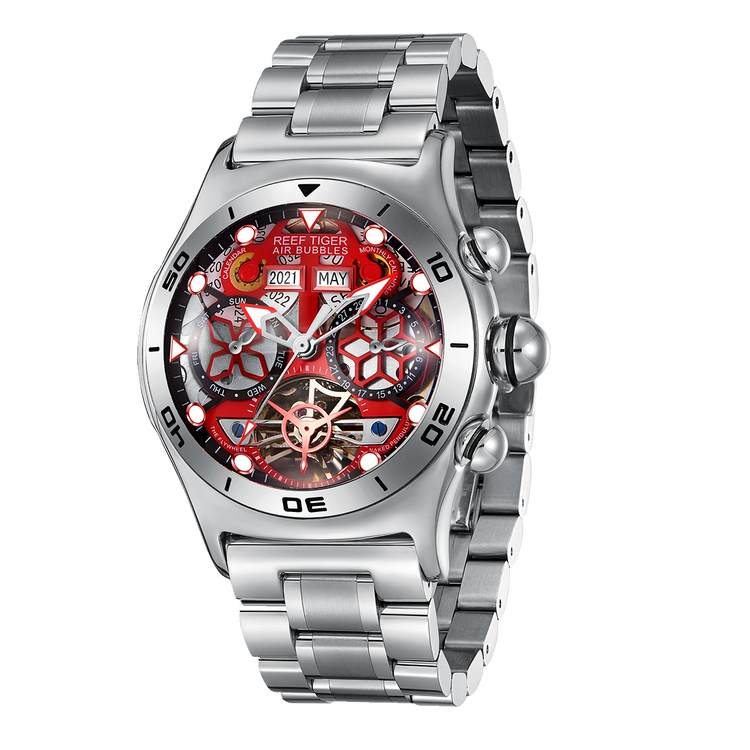 Reef Tiger Men's Aurora Air Bubbles Automatic Mechanical Skeleton Watch image 8