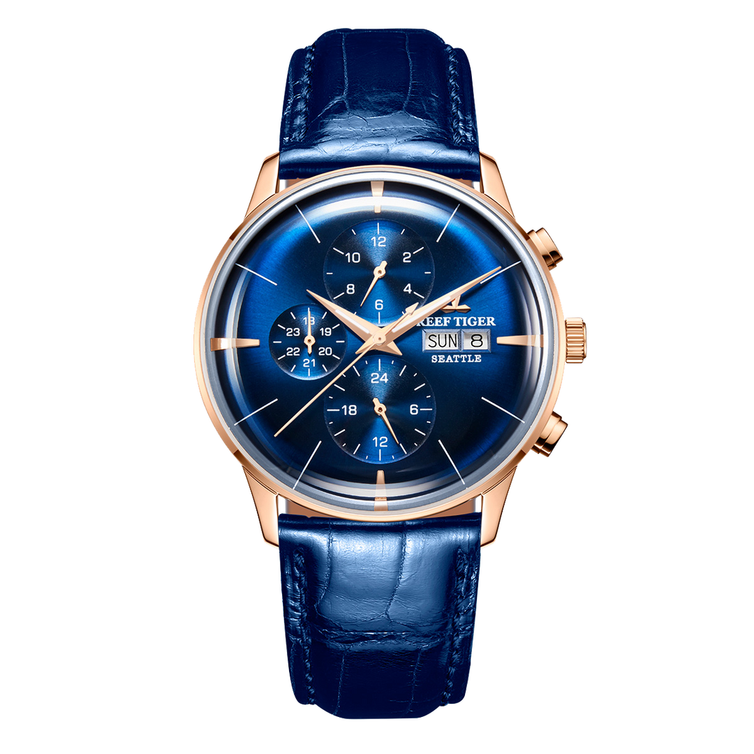Reef Tiger Men's Seattle Chiefs Automatic Luxury Vintage Dress Chronograph Watch image 0