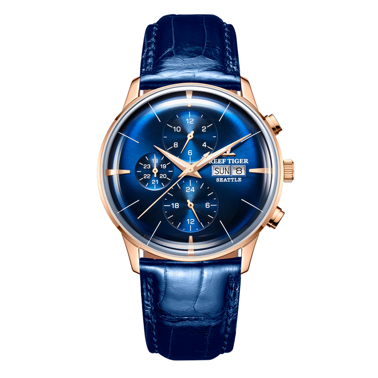 Reef Tiger Men's Seattle Chiefs Automatic Luxury Vintage Dress Chronograph Watch image 0