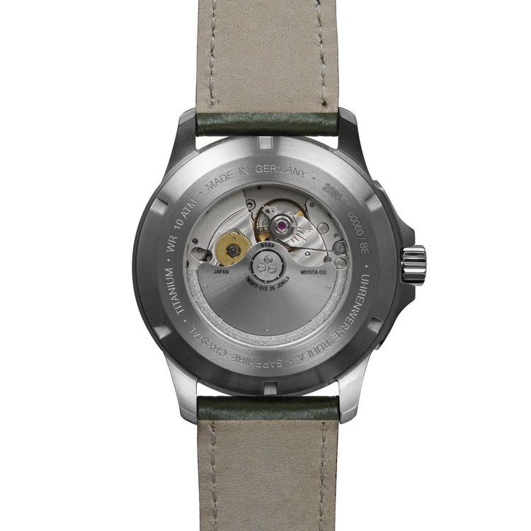 BAUHAUS AVIATION Men’s Titanium Automatic Power Reserve Leather Watch 28604 image 1