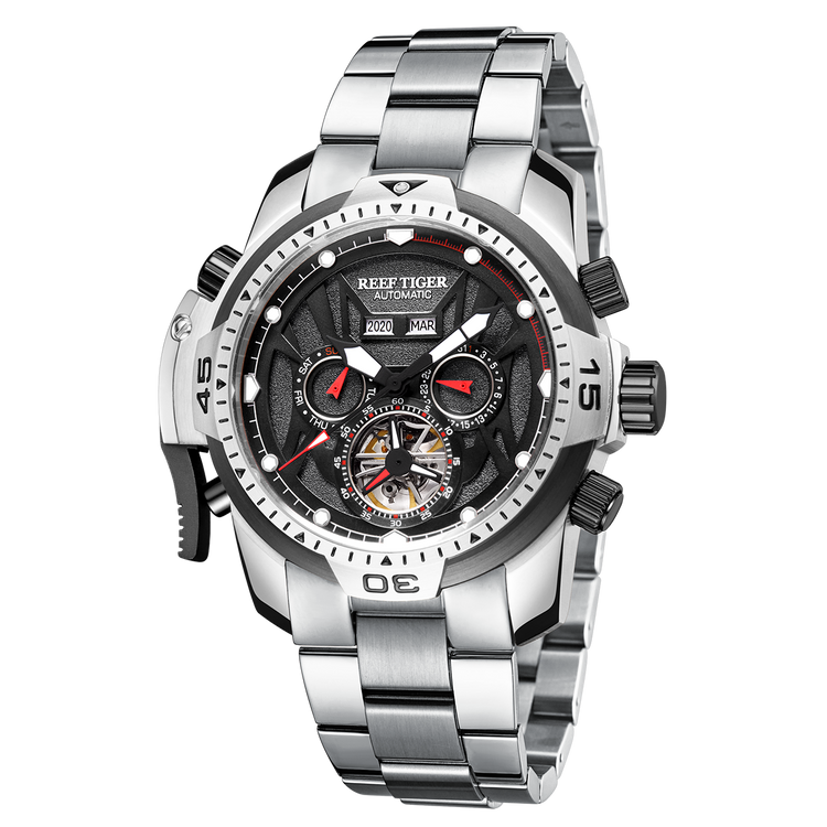 Reef Tiger Men's Aurora Transformers Skeleton Automatic Mechanical Watch - Steel image