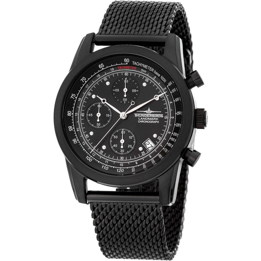 THUNDERBIRDS Landmark Chronograph Milanese Bracelet Watch Black Edition image 0
