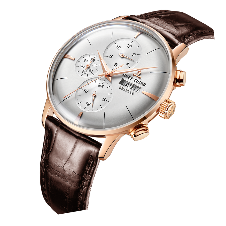 Reef Tiger Men's Seattle Chiefs Automatic Luxury Vintage Dress Chronograph Watch image 1