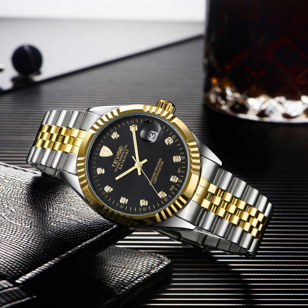TEVISE Classic Automatic Calendar Two Tone/Black Watch image 1
