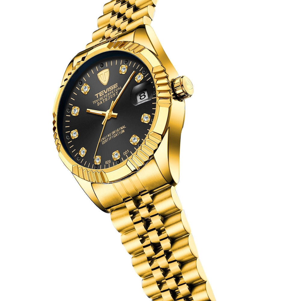 TEVISE Classic Automatic Calendar Gold/Black Watch image 4