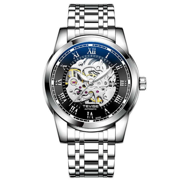 TEVISE Skeleton Classic Steel Silver/Black Watch image 0