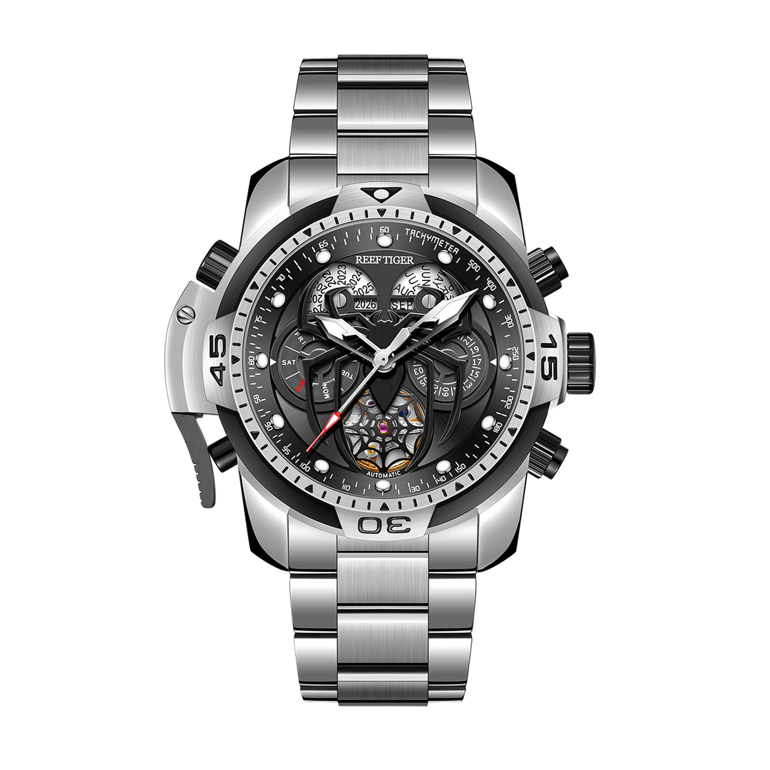 Reef Tiger Men's Aurora Spider Automatic Chronograph Watch - Steel image