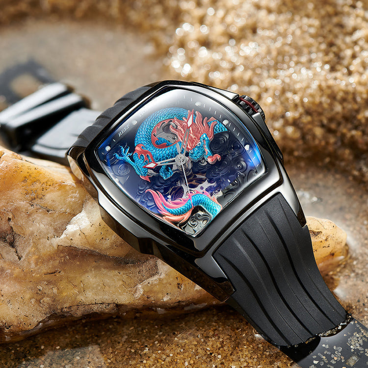 Reef Tiger Men's Aurora Chinese Dragon Skeleton Automatic Watch image 4