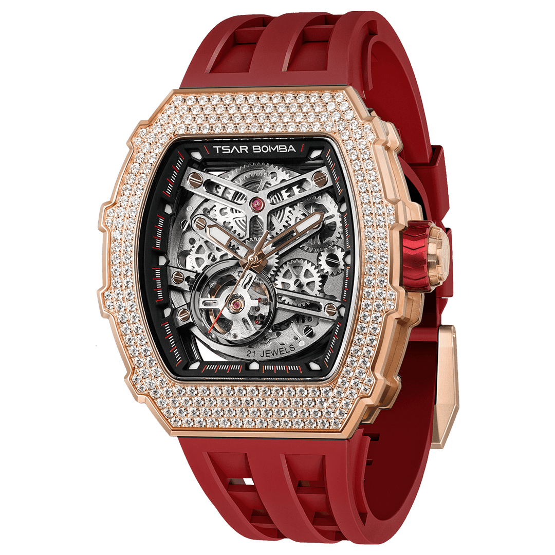 TSAR BOMBA Elemental-Cubic Zirconia Automatic Watch TB8208D