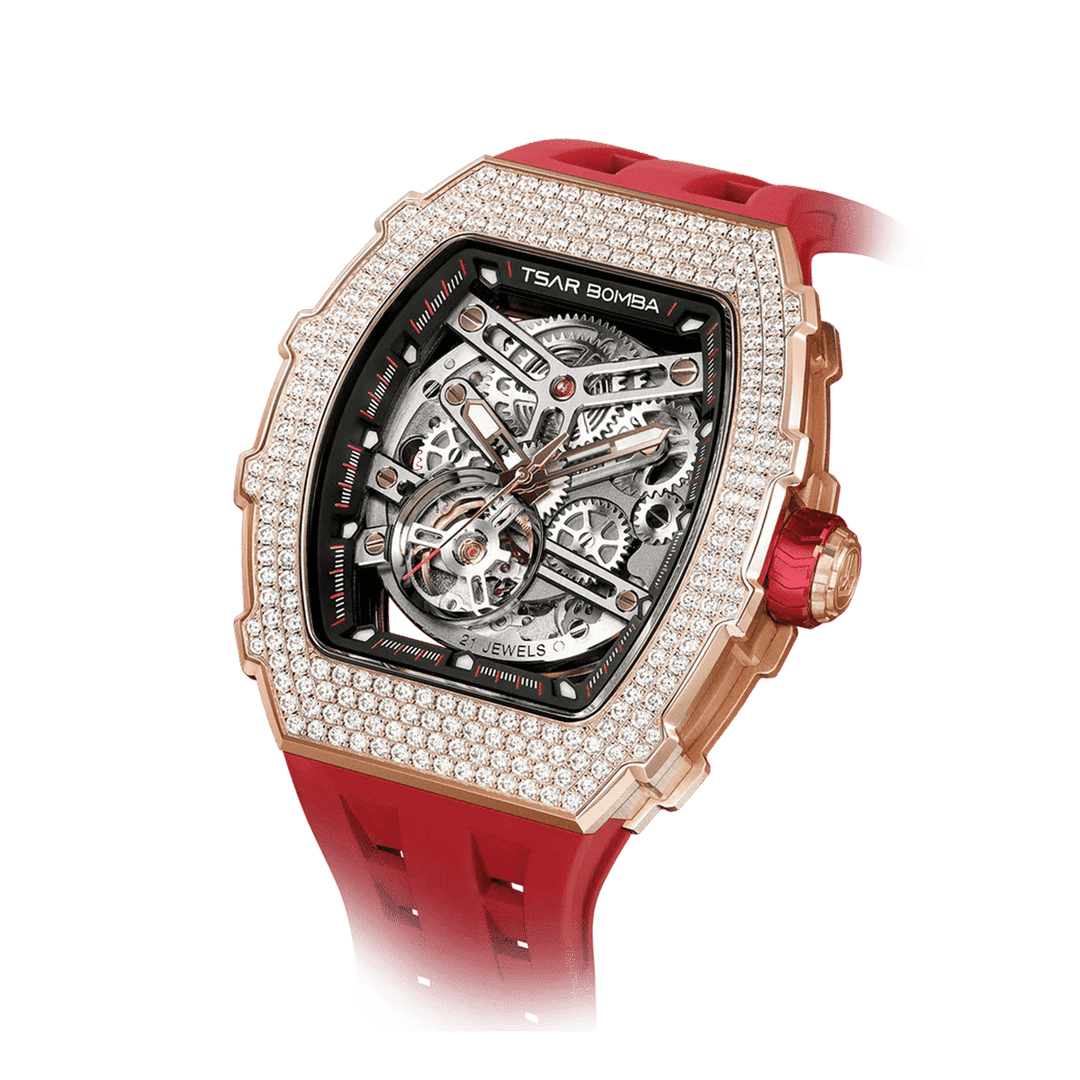 TSAR BOMBA Elemental-Cubic Zirconia Automatic Watch TB8208D