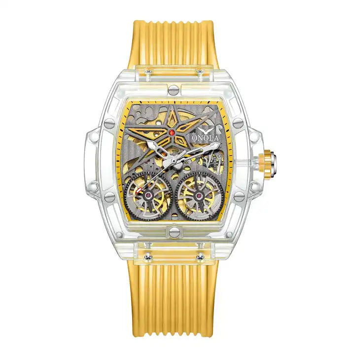 ONOLA Clear Series Plastic Transparent Maximus Double Barrel AUTOMATIC Watch image 11