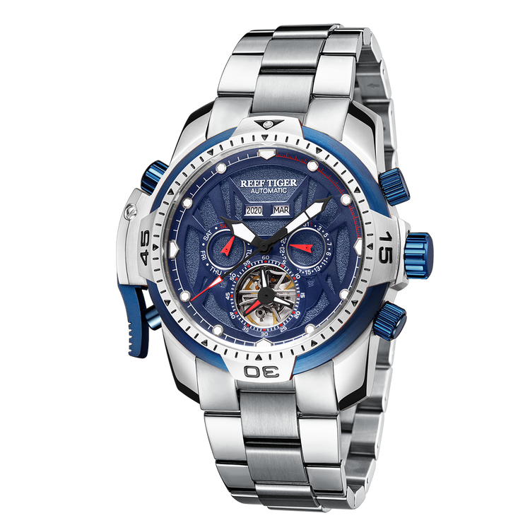 Reef Tiger Men's Aurora Transformers Skeleton Automatic Mechanical Watch - Steel image