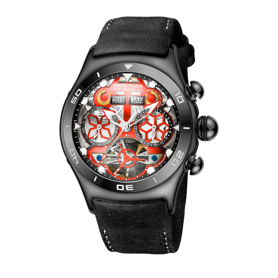 Reef Tiger Men's Aurora Air Bubbles Automatic Mechanical Skeleton Watch image 7