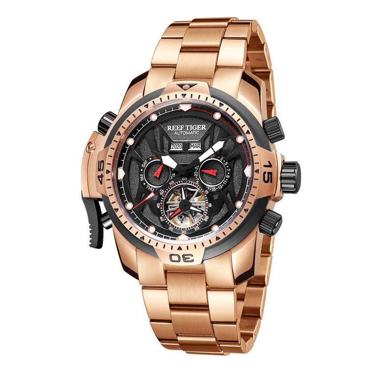 Reef Tiger Men's Aurora Transformers Skeleton Automatic Mechanical Watch - Steel image