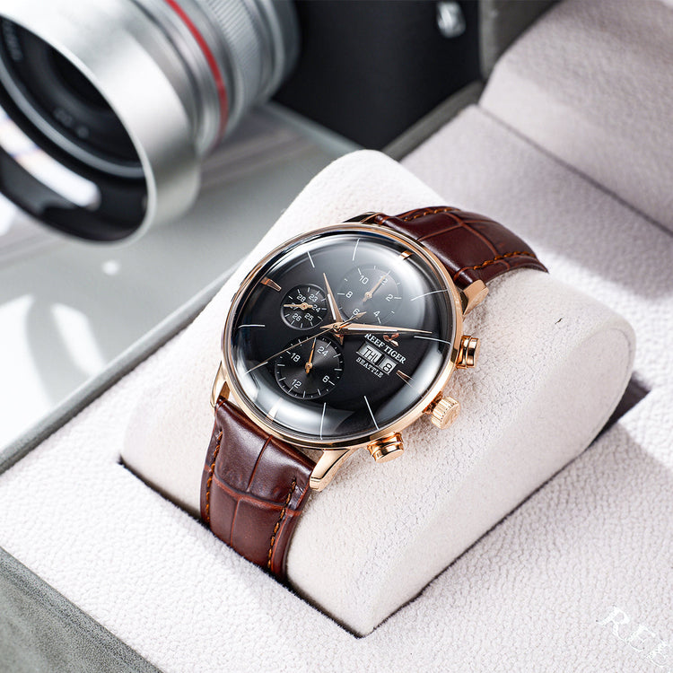 Reef Tiger Men's Seattle Chiefs Automatic Luxury Vintage Dress Chronograph Watch image 3