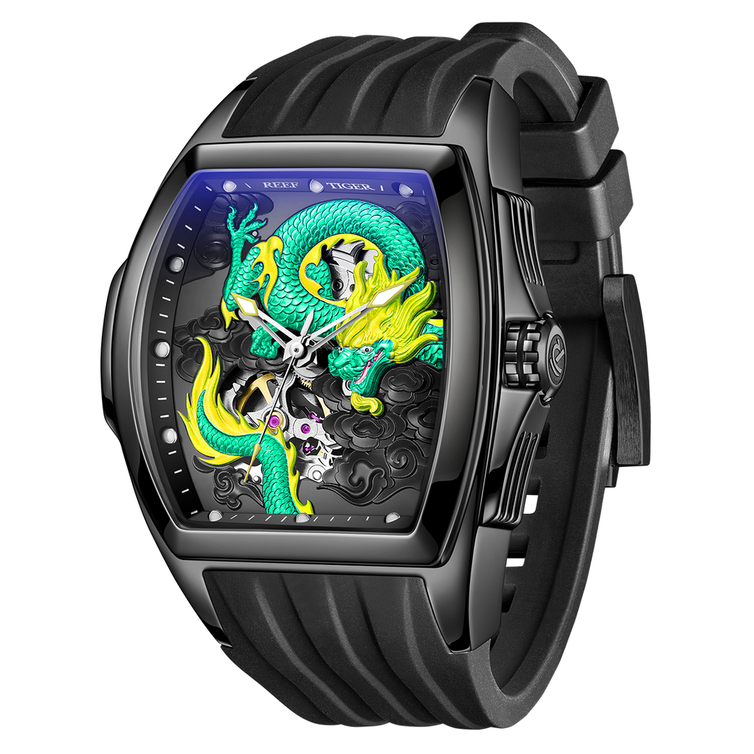 Reef Tiger Men's Aurora Chinese Dragon Skeleton Automatic Watch image 1