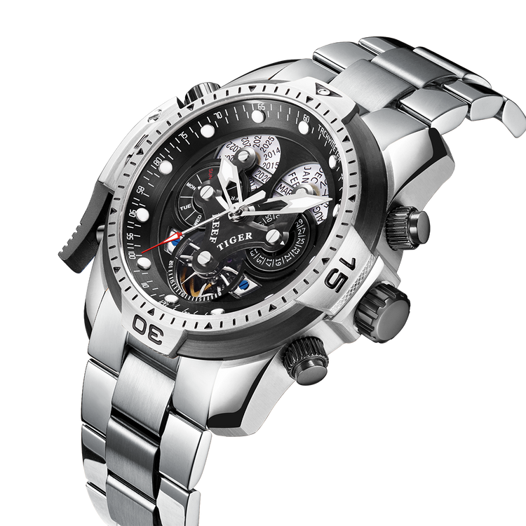 Reef Tiger Men's Aurora Concept Skeleton Automatic Mechanical Watch image 1