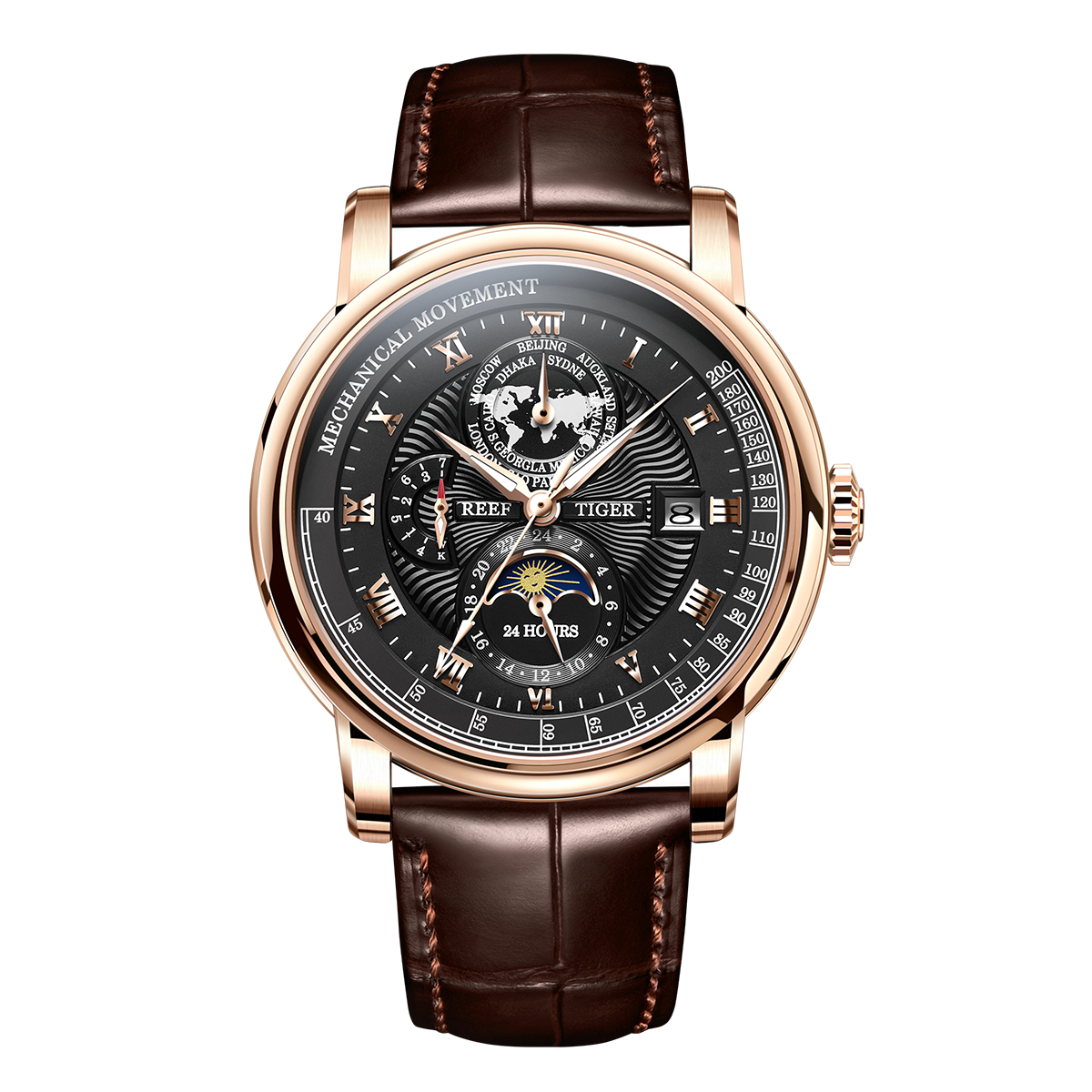 Reef Tiger Men's Artist Master II Mechanical Calendar Moon Phase Watch RGA1963 image 0