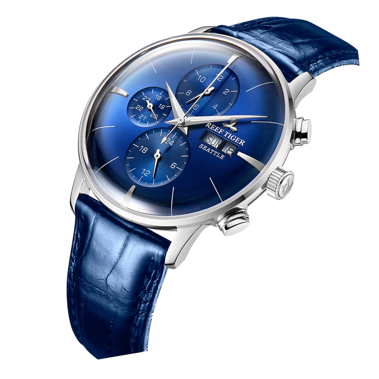 Reef Tiger Men's Seattle Chiefs Automatic Luxury Vintage Dress Chronograph Watch image 1