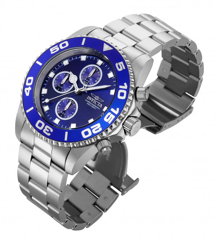INVICTA Men's Pro Diver Chronograph 43mm Watch Silver/Blue image 1