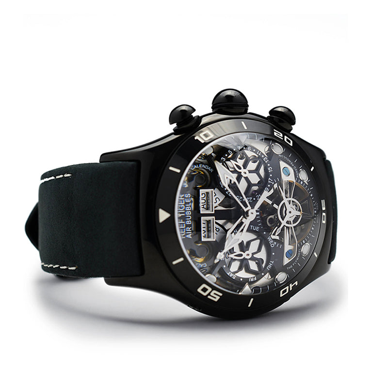 Reef Tiger Men's Aurora Air Bubbles Automatic Mechanical Skeleton Watch image 3