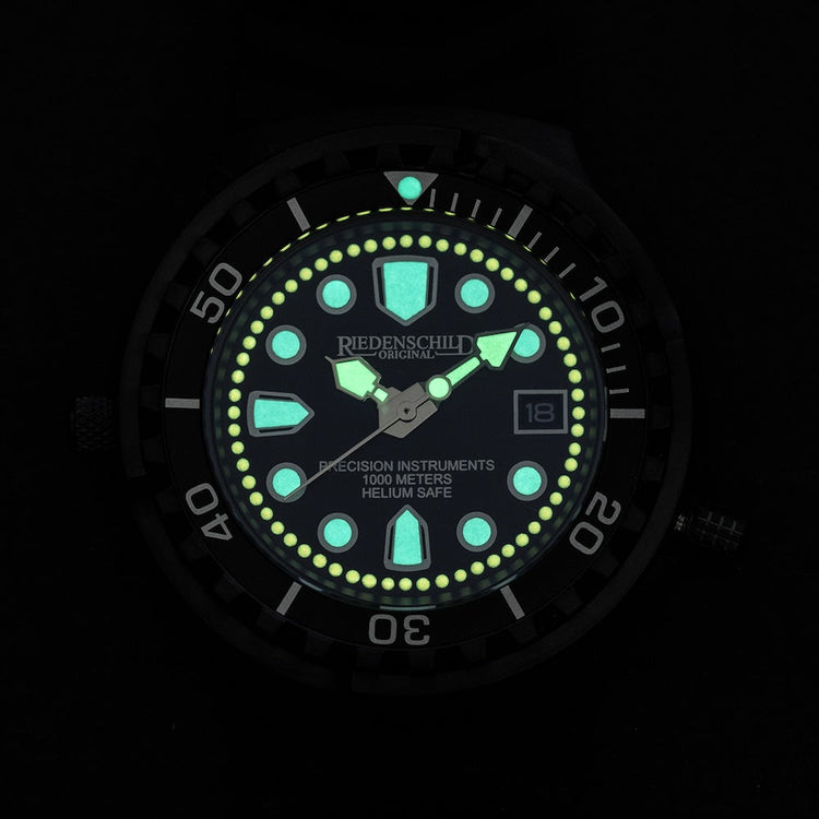 RIEDENSCHILD PRECISION INSRUMENTS GERMANY Divers Taucheruhr 1000m Helium Valve Watch Black/Light Blue image 1