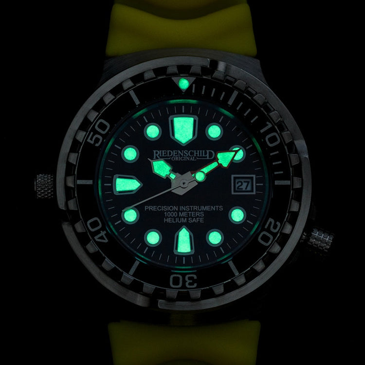 RIEDENSCHILD PRECISION INSRUMENTS GERMANY Divers Taucheruhr 1000m Helium Valve Watch Yellow image 2