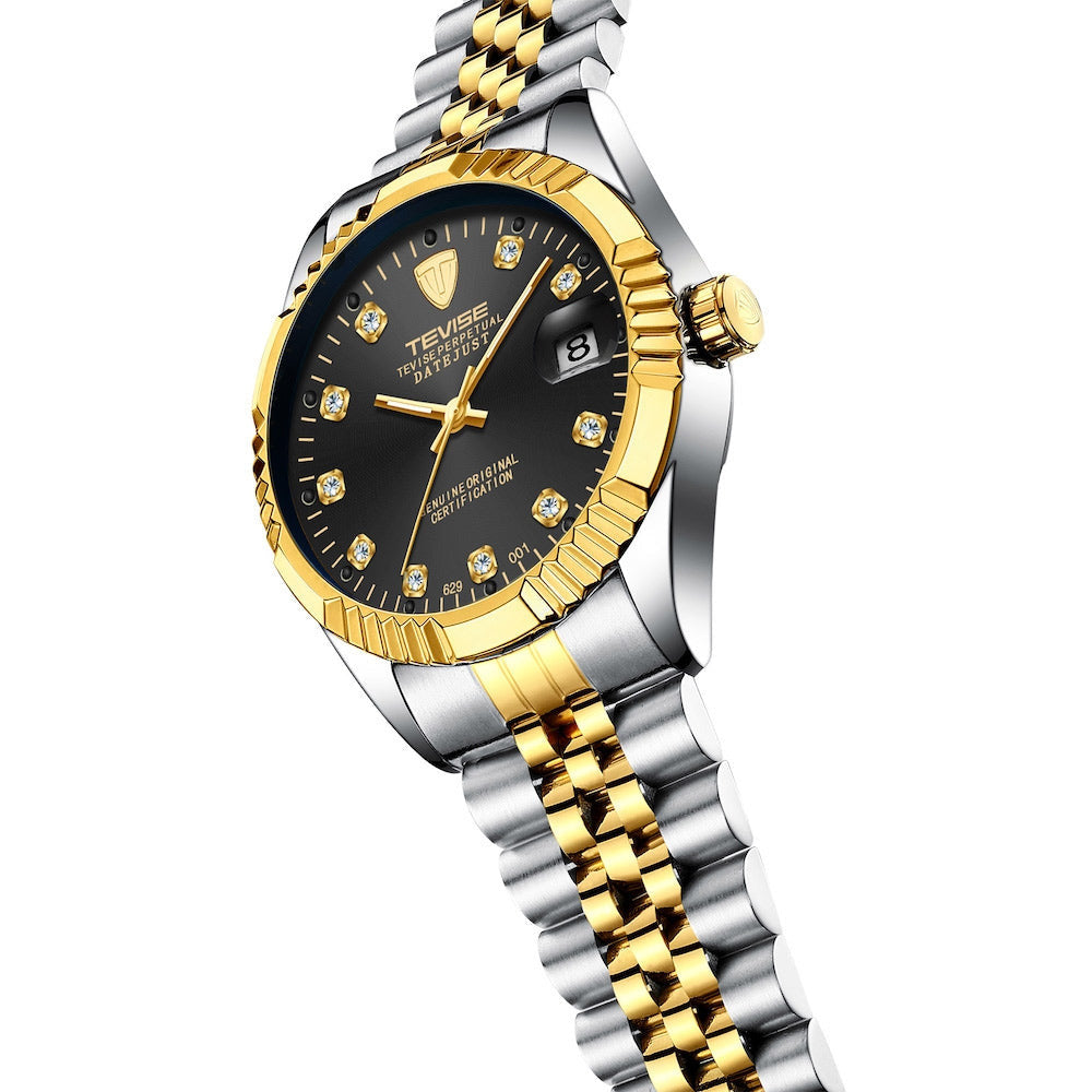 TEVISE Classic Automatic Calendar Two Tone/Black Watch image 3