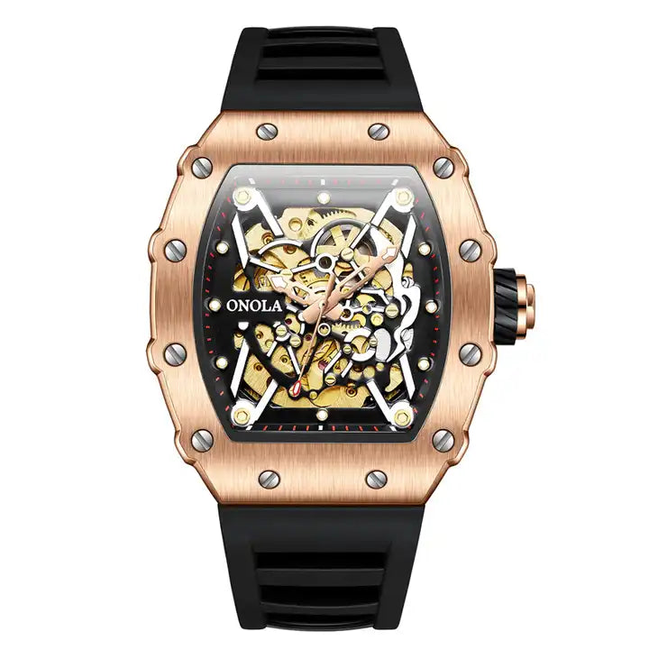 ONOLA Creed-X AUTOMATIC Watch - Rose Gold / Black image