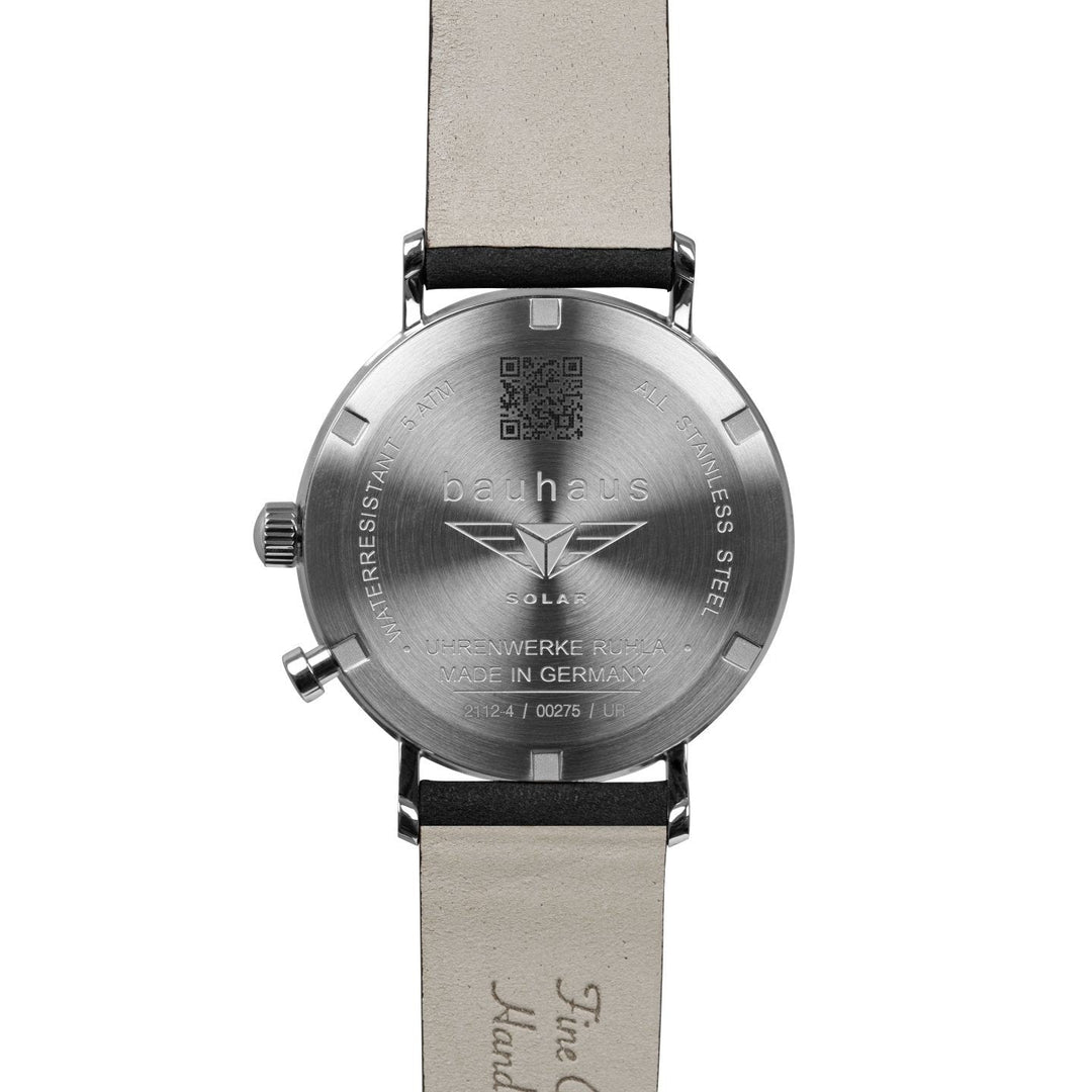 BAUHAUS Men's Solar Leather Strap Watch with Power Display 21123